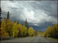 Autumn view of the Parks Highway between Denali National Park and Fairbanks. Photo copyright 2011 by Leon Unruh.